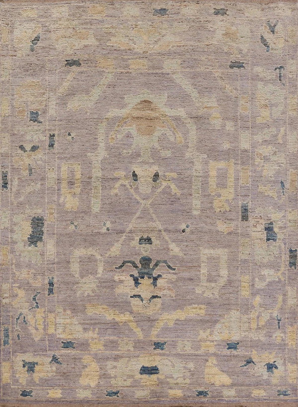 8x10 Purple Ivory Gold Oushak Vintage Hand Knotted Wool Area Rug