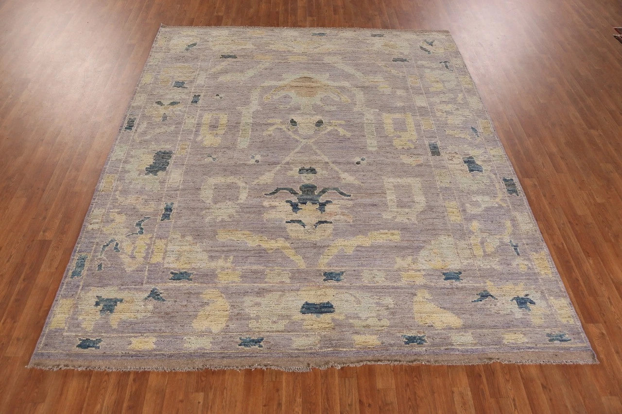 8x10 Purple Ivory Gold Oushak Vintage Hand Knotted Wool Area Rug