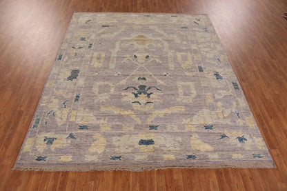 8x10 Purple Ivory Gold Oushak Vintage Hand Knotted Wool Area Rug 