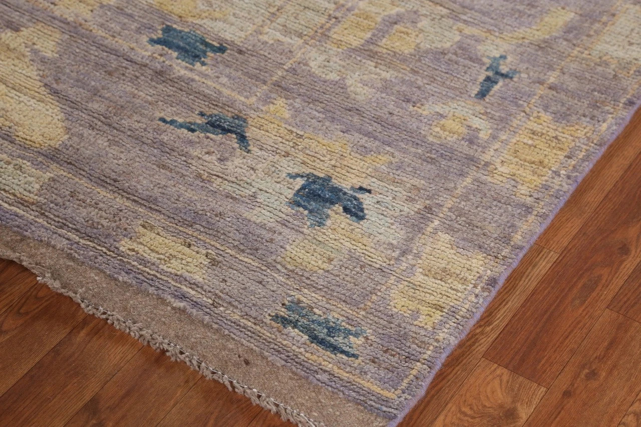 8x10 Purple Ivory Gold Oushak Vintage Hand Knotted Wool Area Rug