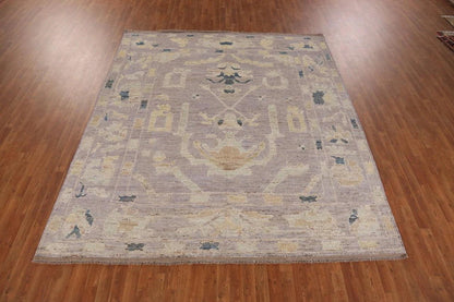 8x10 Purple Ivory Gold Oushak Vintage Hand Knotted Wool Area Rug 