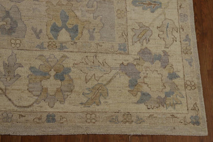 Grey Blue Ivory Floral Oushak Hand Knotted Wool Rug 8x10 Antique Style Traditional 