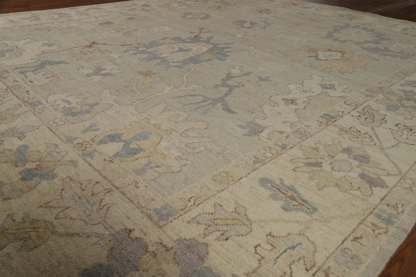Grey Blue Ivory Floral Oushak Hand Knotted Wool Rug 8x10 Antique Style Traditional