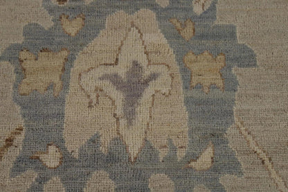 Grey Blue Ivory Floral Oushak Hand Knotted Wool Rug 8x10 Antique Style Traditional 