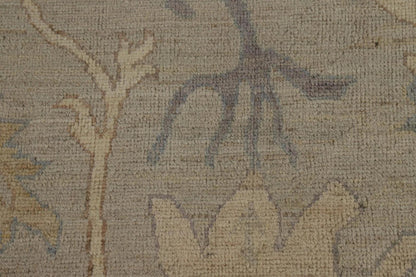Grey Blue Ivory Floral Oushak Hand Knotted Wool Rug 8x10 Antique Style Traditional 