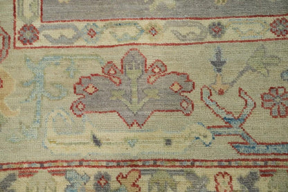 Vintage Look Antique Style Turkish Oushak Traditional Hand-Knotted Beige and Grey 8x10 Wool Area Rug 