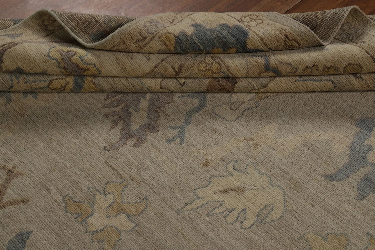 Grey Blue Ivory Floral Oushak Hand Knotted Wool Rug 8x10 Antique Style Traditional