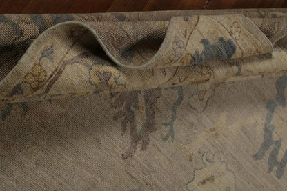 Grey Blue Ivory Floral Oushak Hand Knotted Wool Rug 8x10 Antique Style Traditional 