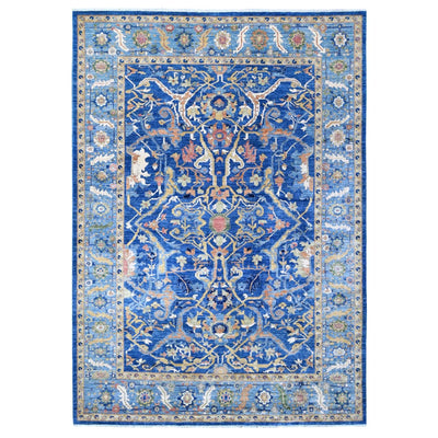 Oriental Oushak Floral Hand Knotted Wool Area Rug 9x12 Royal Blue Ivory Traditional Afghan