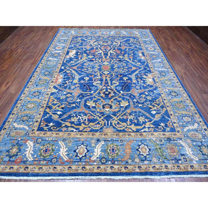 Oriental Oushak Floral Hand Knotted Wool Area Rug 9x12 Royal Blue Ivory Traditional Afghan 