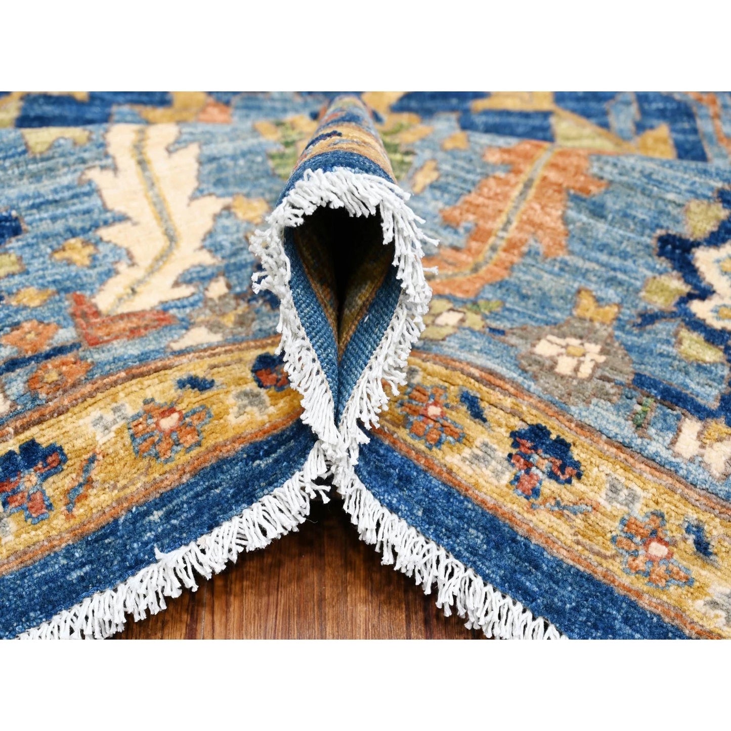 Oriental Oushak Floral Hand Knotted Wool Area Rug 9x12 Royal Blue Ivory Traditional Afghan
