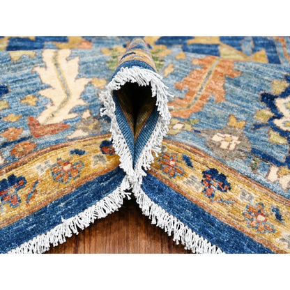 Oriental Oushak Floral Hand Knotted Wool Area Rug 9x12 Royal Blue Ivory Traditional Afghan 