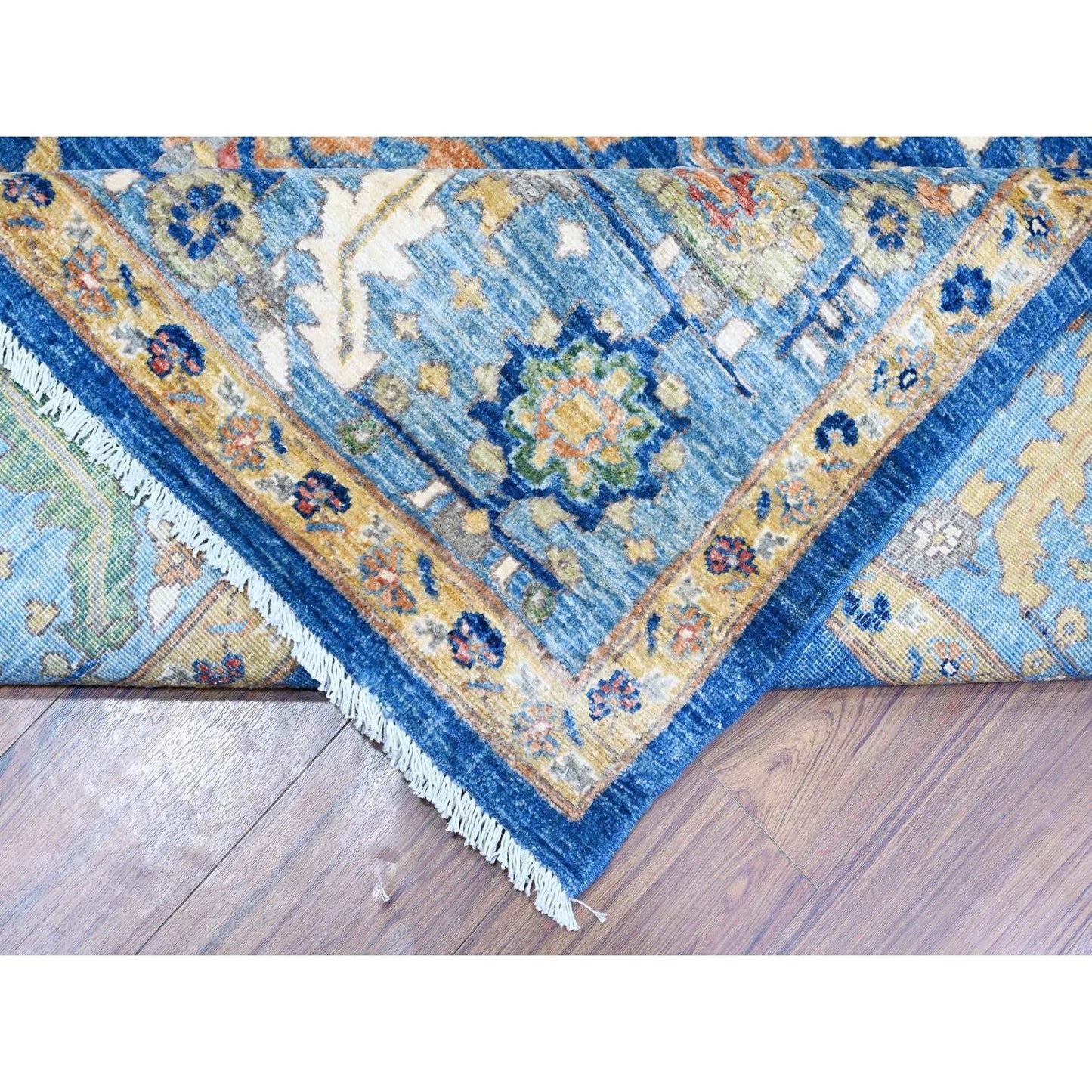 Oriental Oushak Floral Hand Knotted Wool Area Rug 9x12 Royal Blue Ivory Traditional Afghan