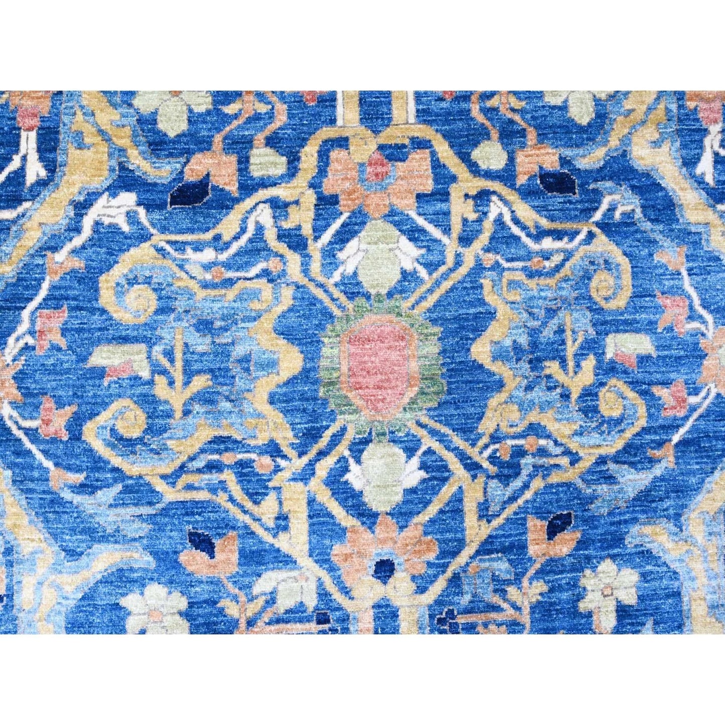 Oriental Oushak Floral Hand Knotted Wool Area Rug 9x12 Royal Blue Ivory Traditional Afghan