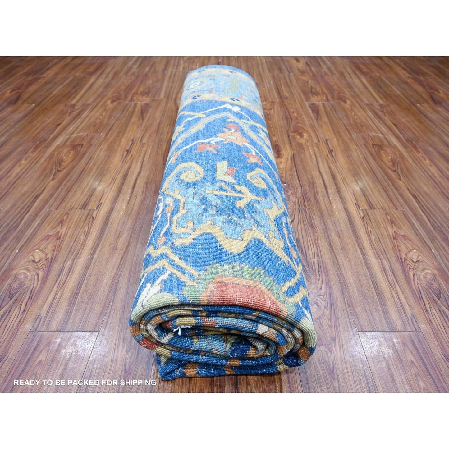 Oriental Oushak Floral Hand Knotted Wool Area Rug 9x12 Royal Blue Ivory Traditional Afghan