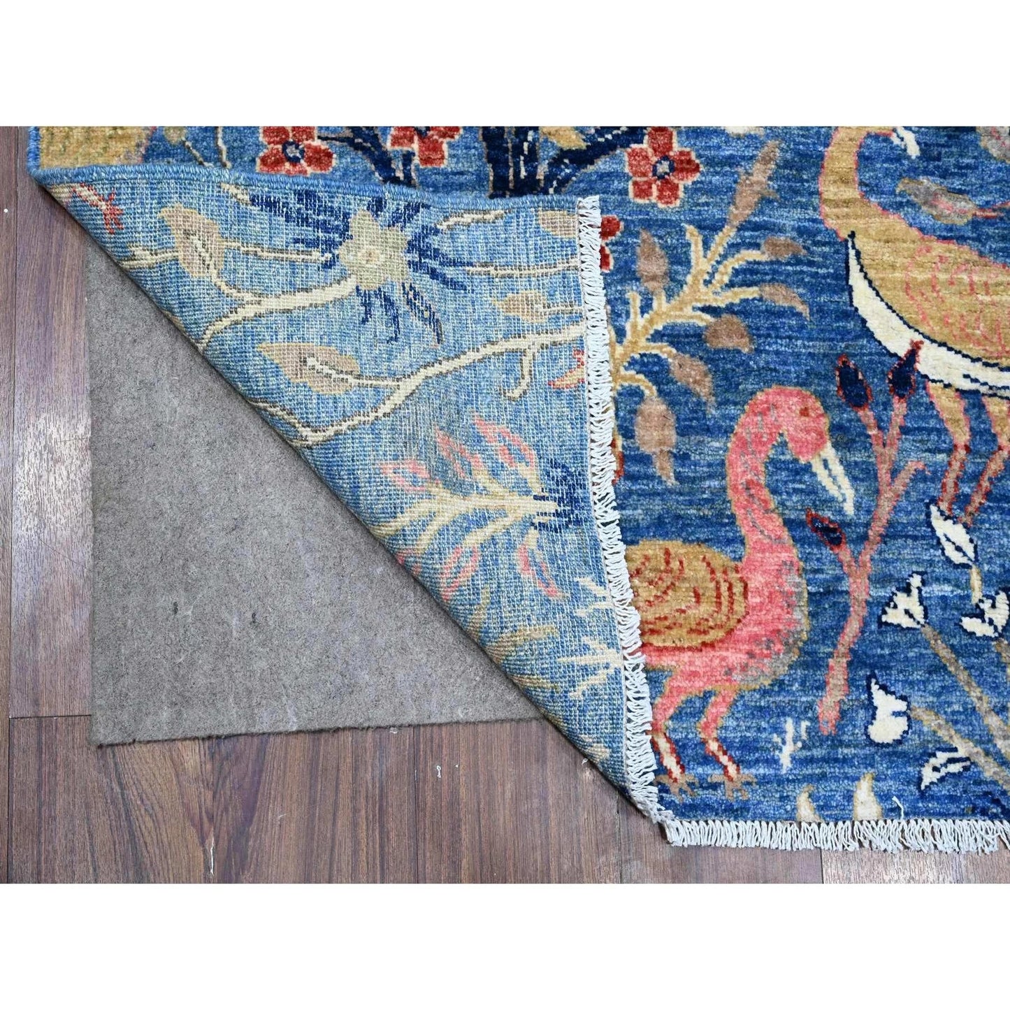 Hand Knotted Wool Afghan Rug 6x9 Blue Tree of Life Peacock Bird Oriental Traditional