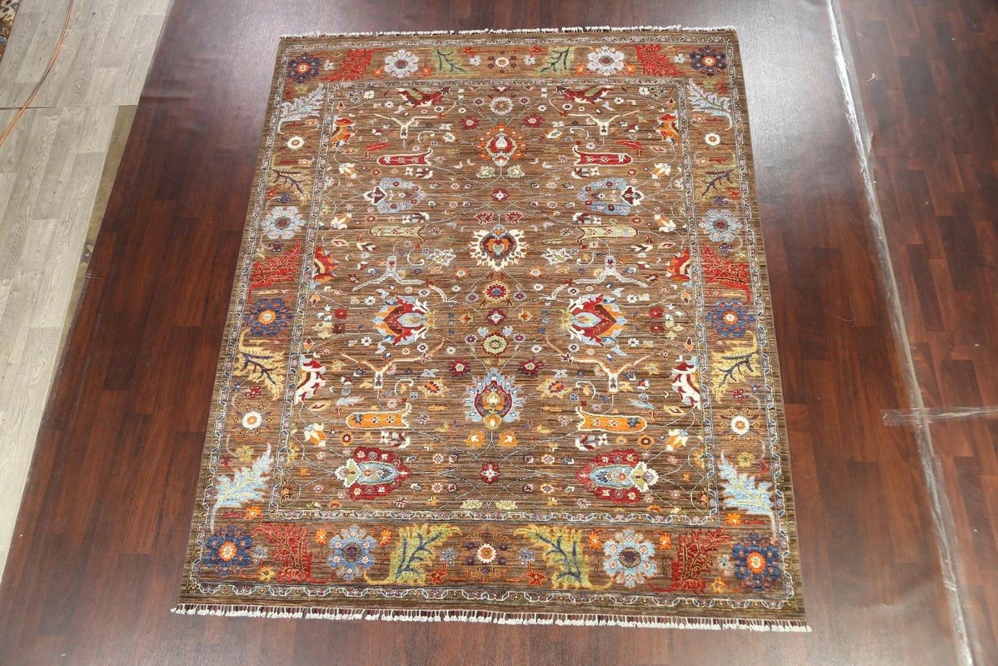 Floral Oriental Oushak Hand Knotted Wool Rug 8x10 Brown Red Multicolour Afghan Antique Style