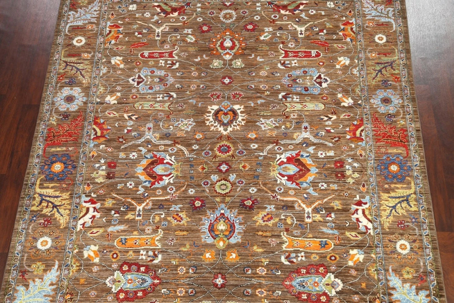 Floral Oriental Oushak Hand Knotted Wool Rug 8x10 Brown Red Multicolour Afghan Antique Style