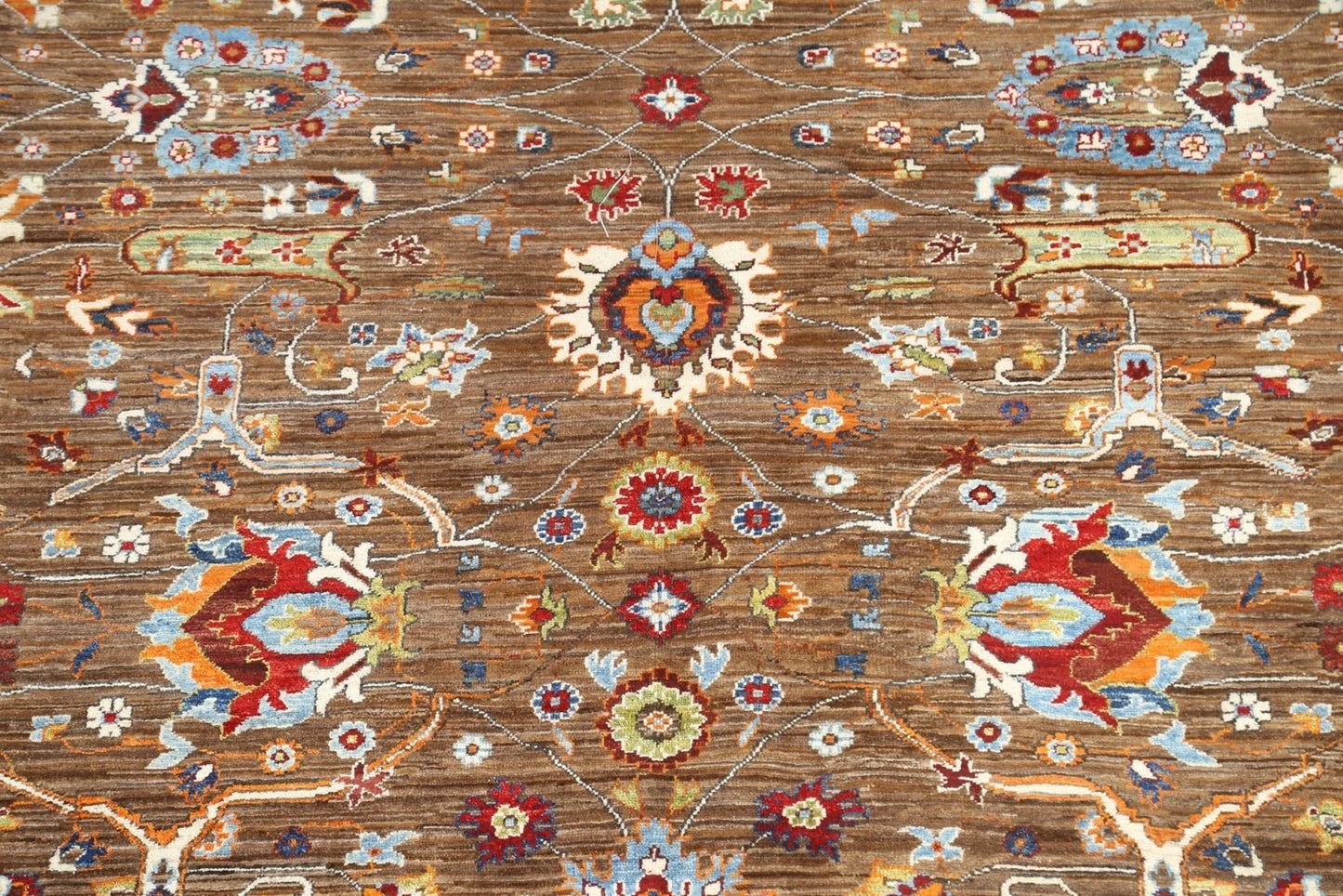 Floral Oriental Oushak Hand Knotted Wool Rug 8x10 Brown Red Multicolour Afghan Antique Style