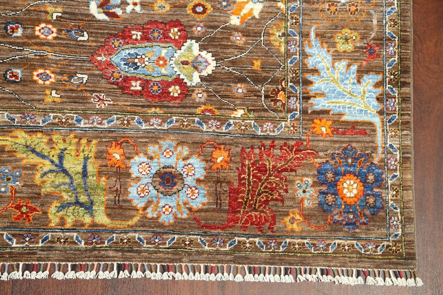 Floral Oriental Oushak Hand Knotted Wool Rug 8x10 Brown Red Multicolour Afghan Antique Style