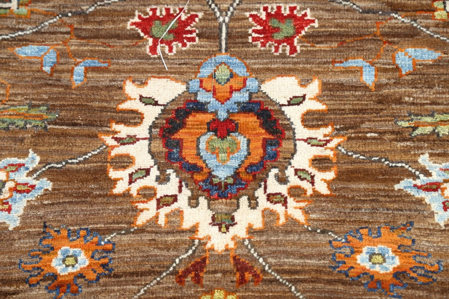 Floral Oriental Oushak Hand Knotted Wool Rug 8x10 Brown Red Multicolour Afghan Antique Style