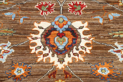 Floral Oriental Oushak Hand Knotted Wool Rug 8x10 Brown Red Multicolour Afghan Antique Style 