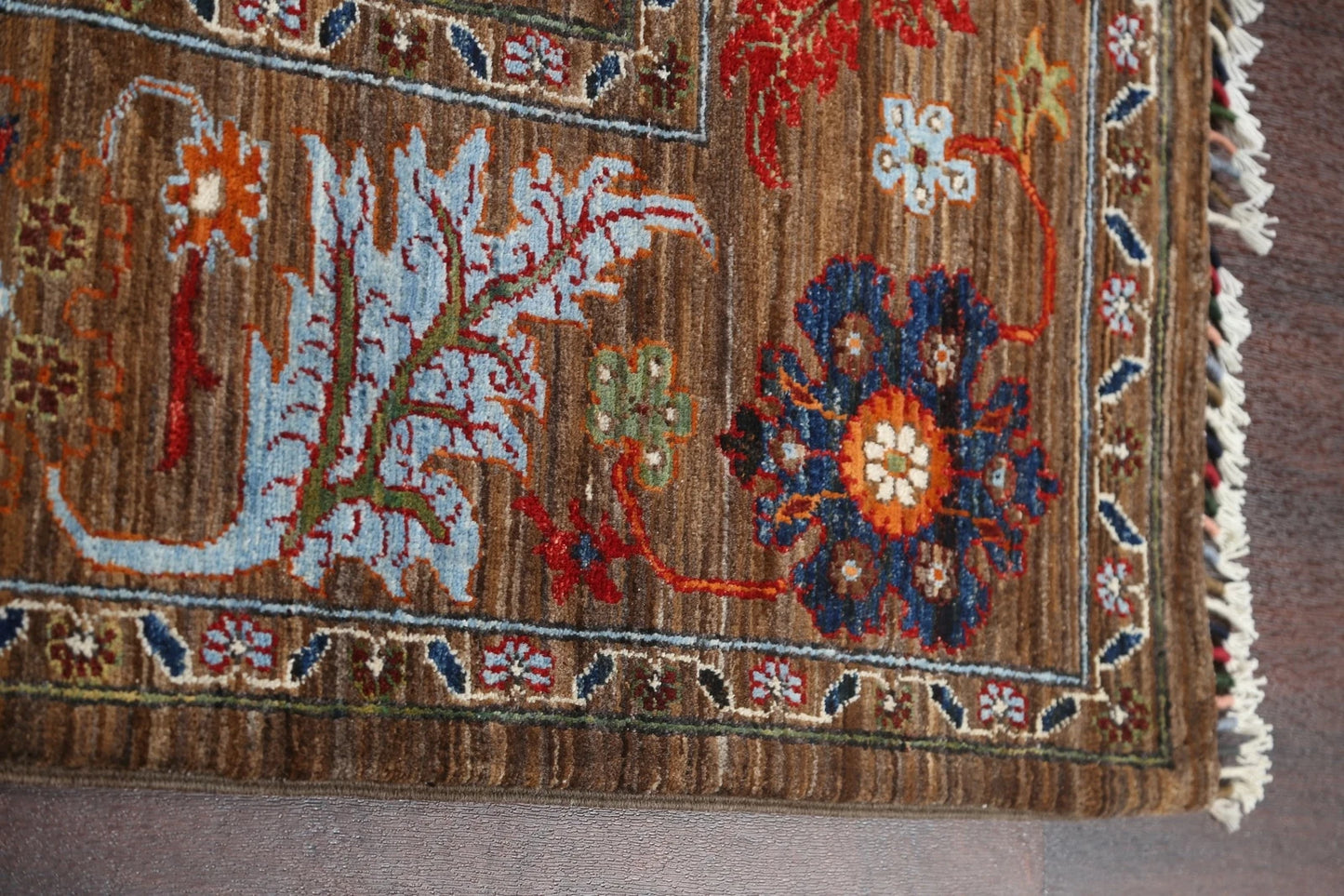 Floral Oriental Oushak Hand Knotted Wool Rug 8x10 Brown Red Multicolour Afghan Antique Style