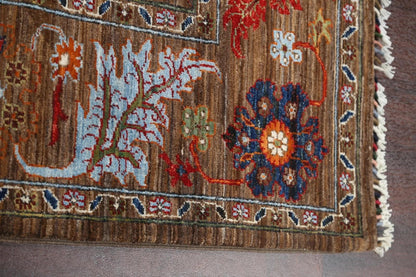 Floral Oriental Oushak Hand Knotted Wool Rug 8x10 Brown Red Multicolour Afghan Antique Style 