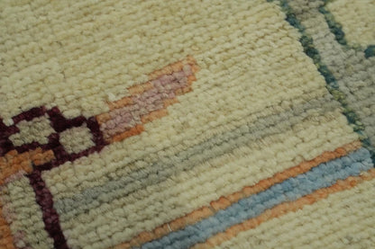 Ivory and Mauve Rose 8x10 Hand Knotted Artistic Heriz Serapi Geometric Medallion Folk Art Wool Area Rug