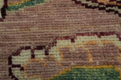 Ivory and Mauve Rose 8x10 Hand Knotted Artistic Heriz Serapi Geometric Medallion Folk Art Wool Area Rug