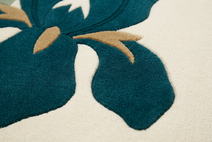 Teal Iris wool close-up