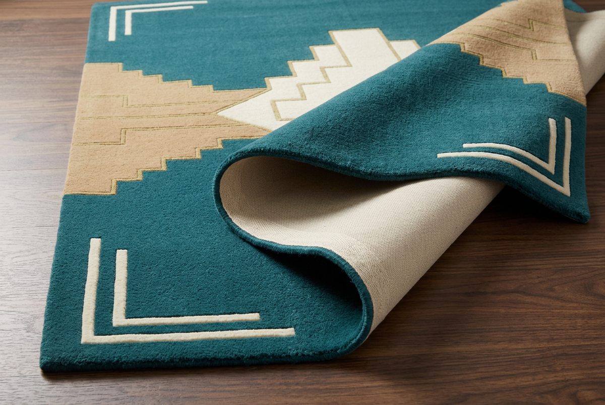 Teal Pavilion folded-pile concept with cloth backing