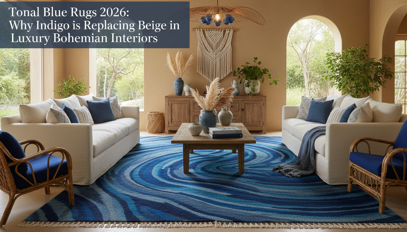 Tonal Blue Rugs 2026: Why Indigo is Replacing Beige in Luxury Bohemian Interiors