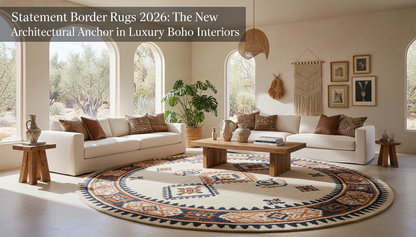 Statement Border Rugs 2026: The New Architectural Anchor in Luxury Boho Interiors