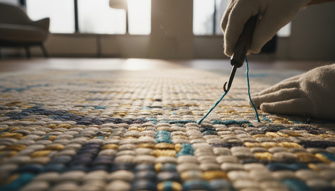 A detailed macro shot of premium rug fibers illustrating the complex weave and rich texture of handcrafted art for the floor.