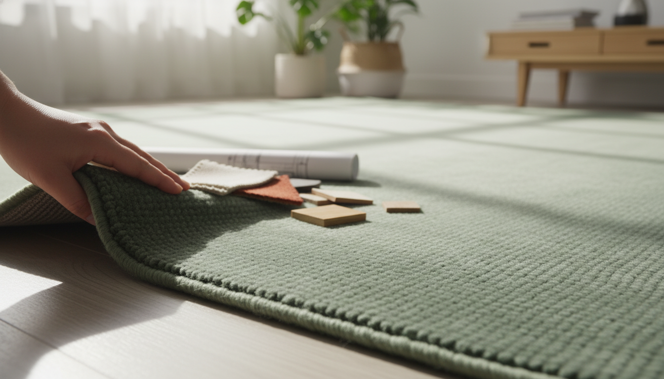 Detailed view of tonal framing on a luxury rug using varying pile heights for depth.