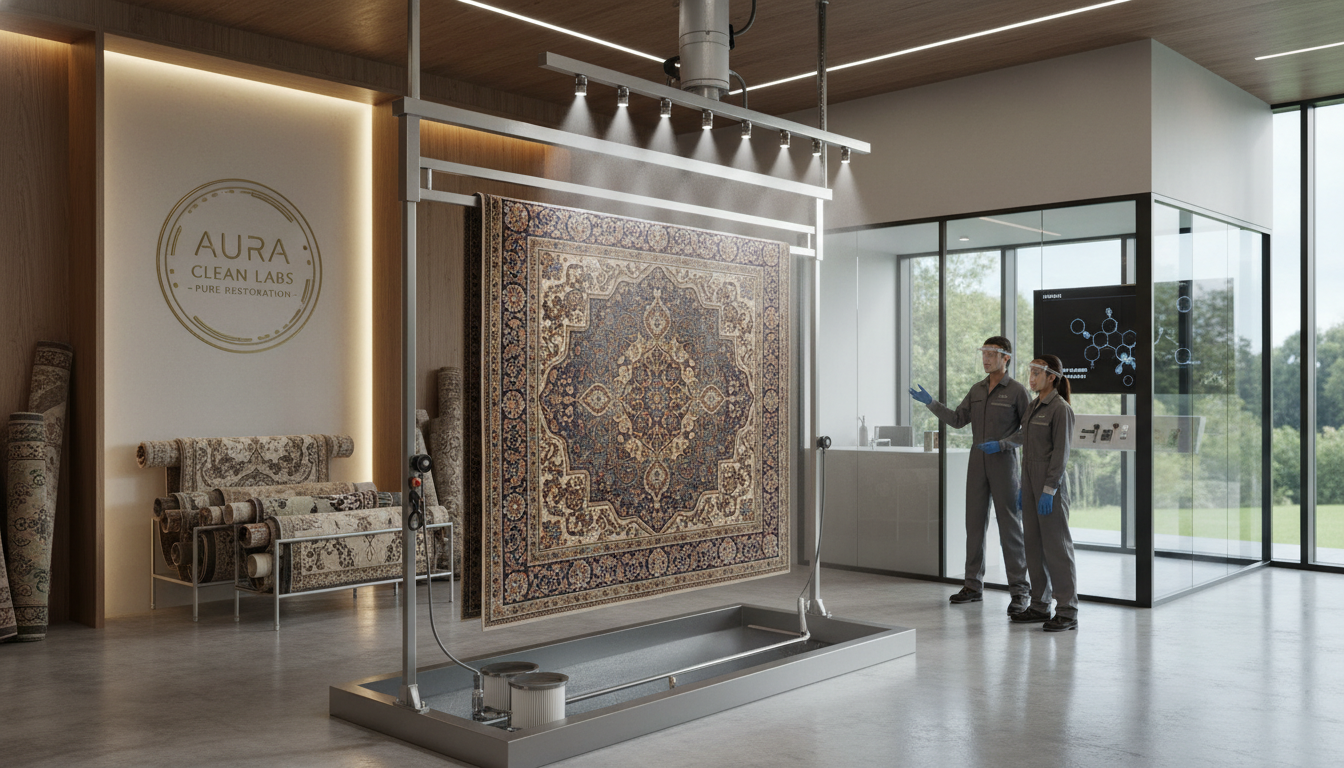 State-of-the-art rug restoration facility employing next-generation bio-enzymatic cleaning solutions for delicate textiles.