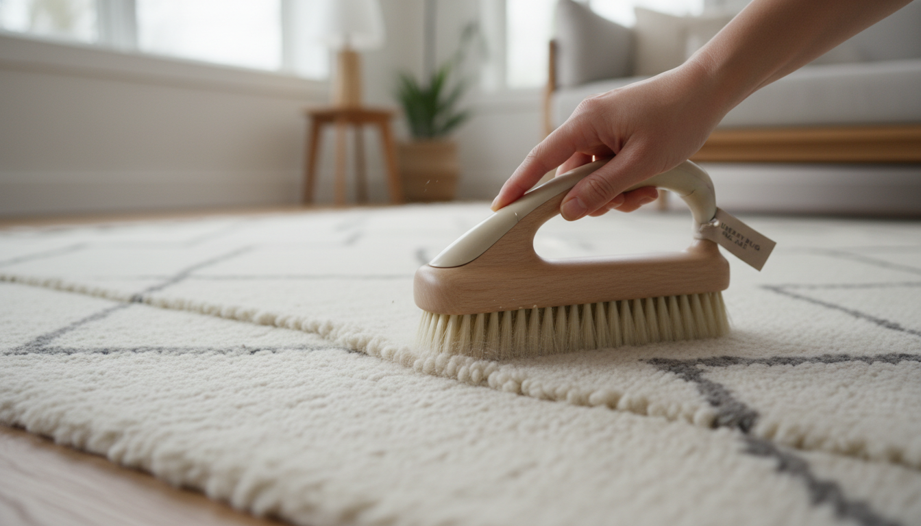Maintenance process for a high-end wool rug to ensure longevity and preserve fiber integrity.