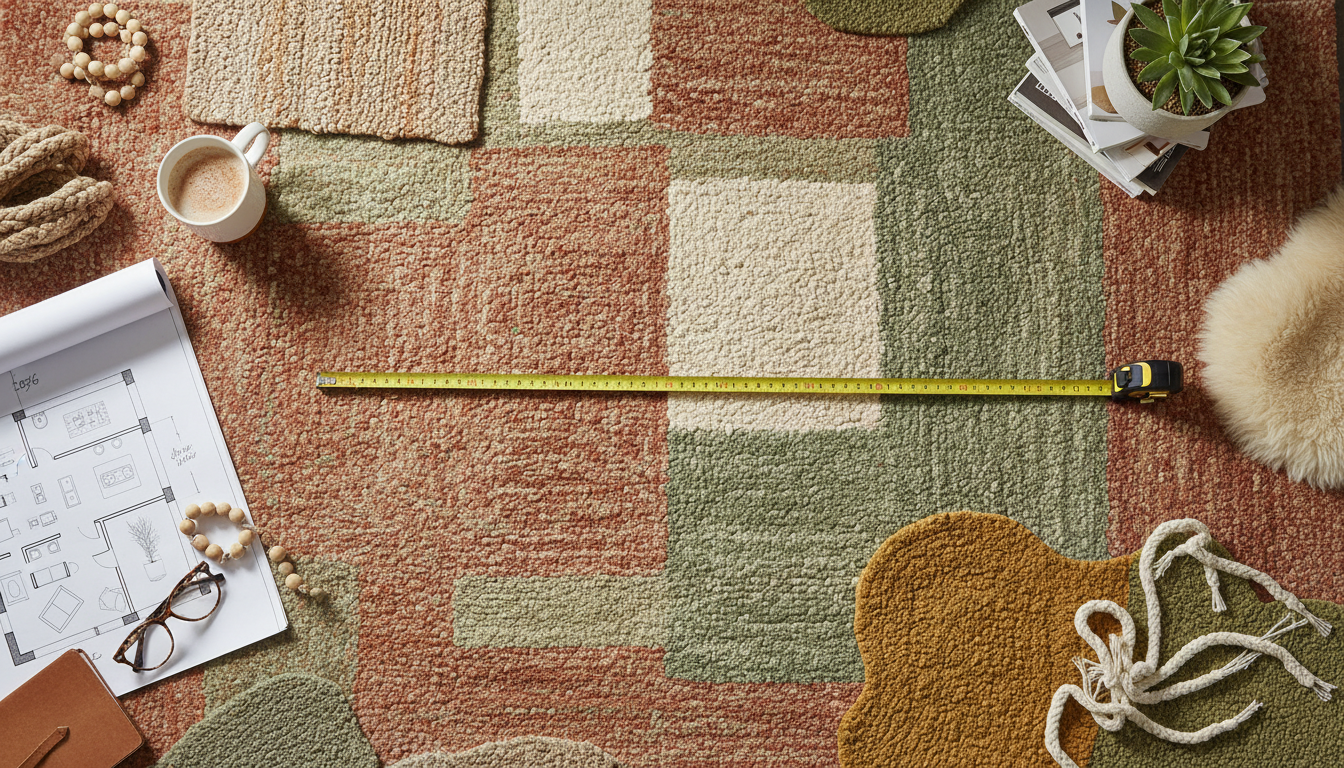 Interior design planning layout for selecting the perfect 2026 rug.