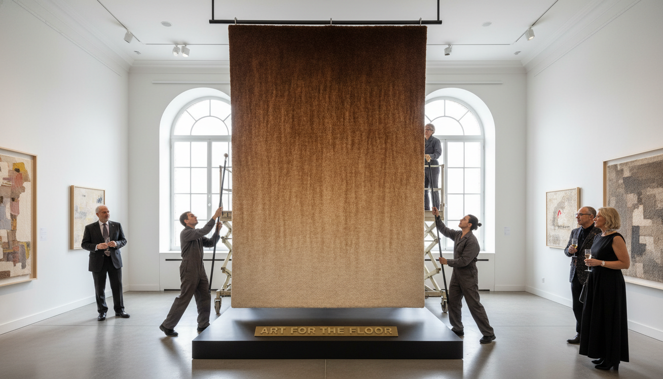 High-end hand-knotted mocha ombre rug displayed as a valuable piece of textile art.