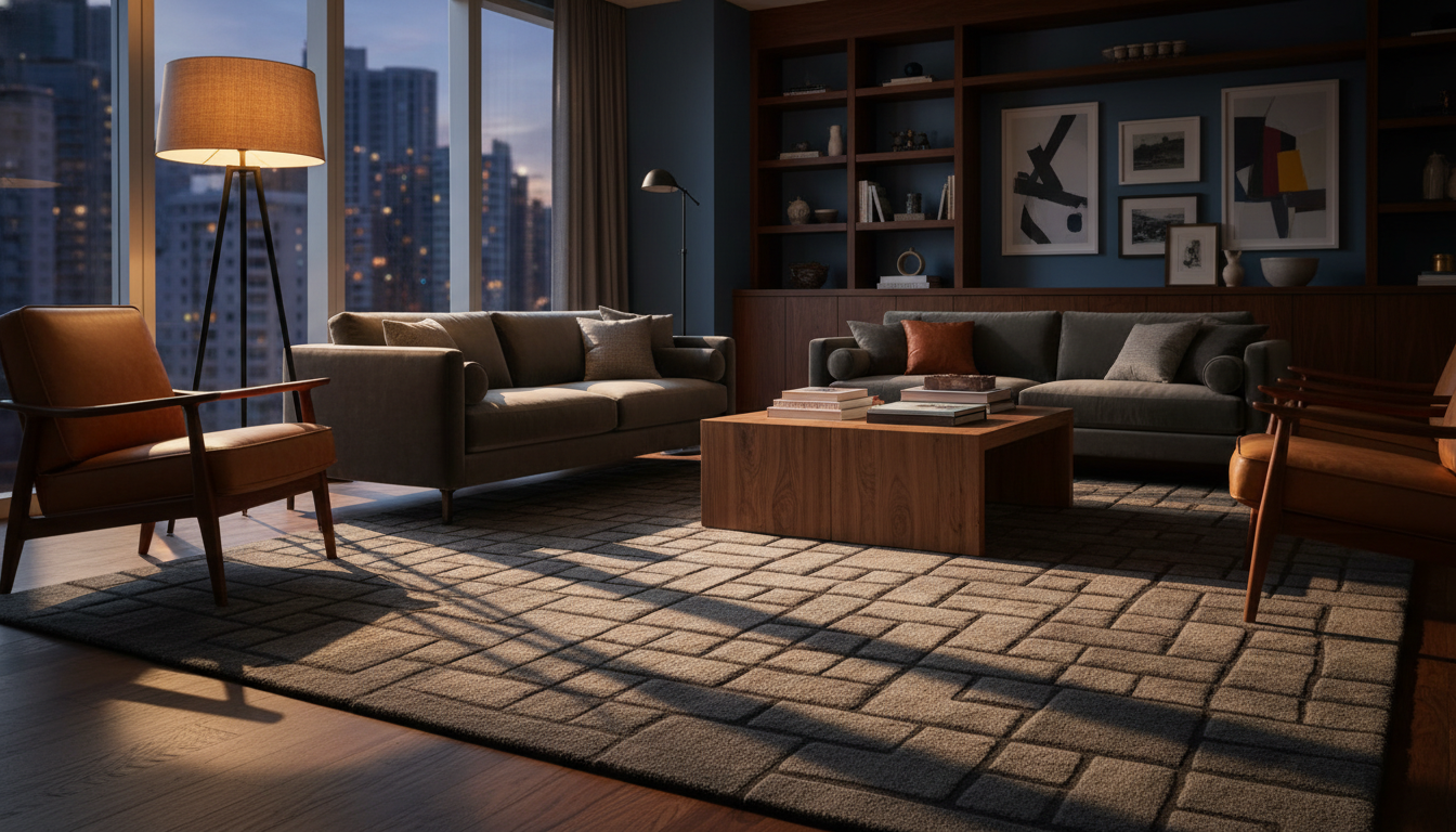 Lighting effects on 3D sculpted rugs.