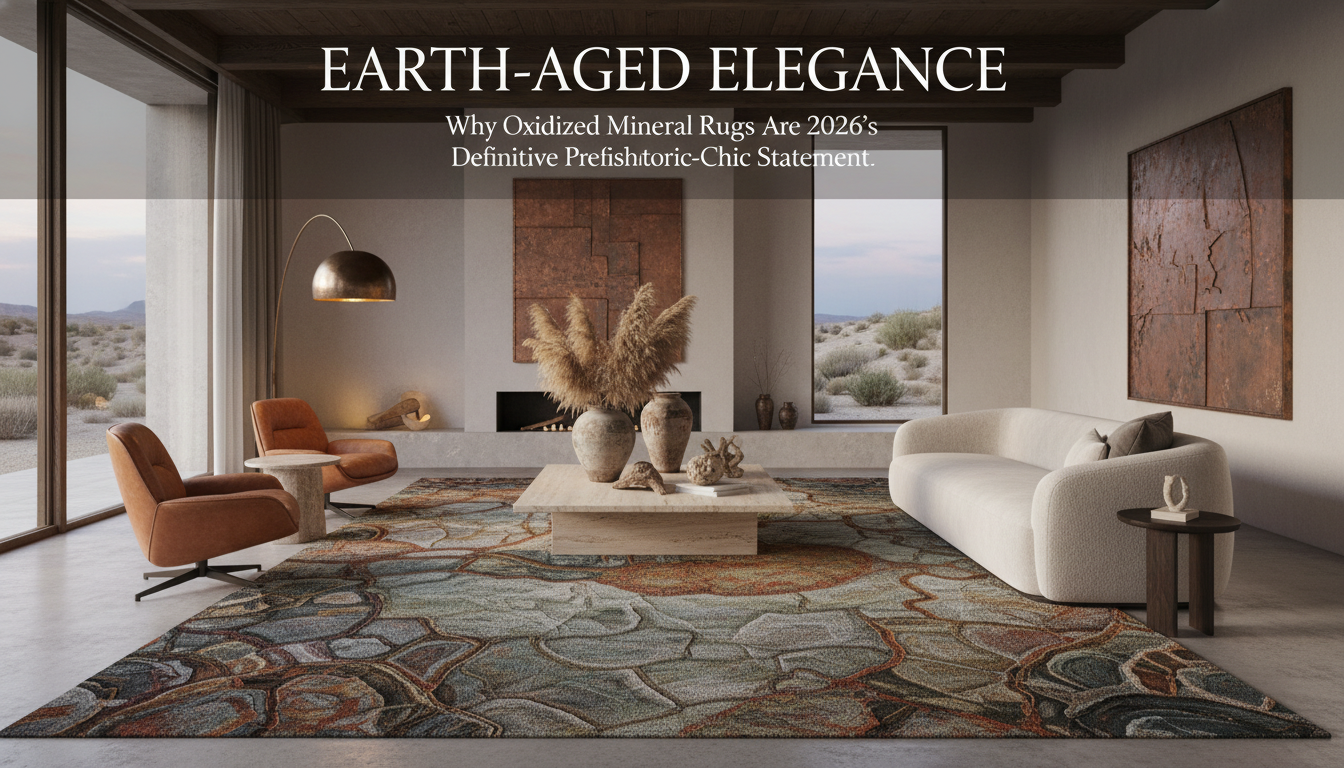 Earth-Aged Elegance: Why Oxidized Mineral Rugs are 2026's Definitive Prehistoric-Chic Statement