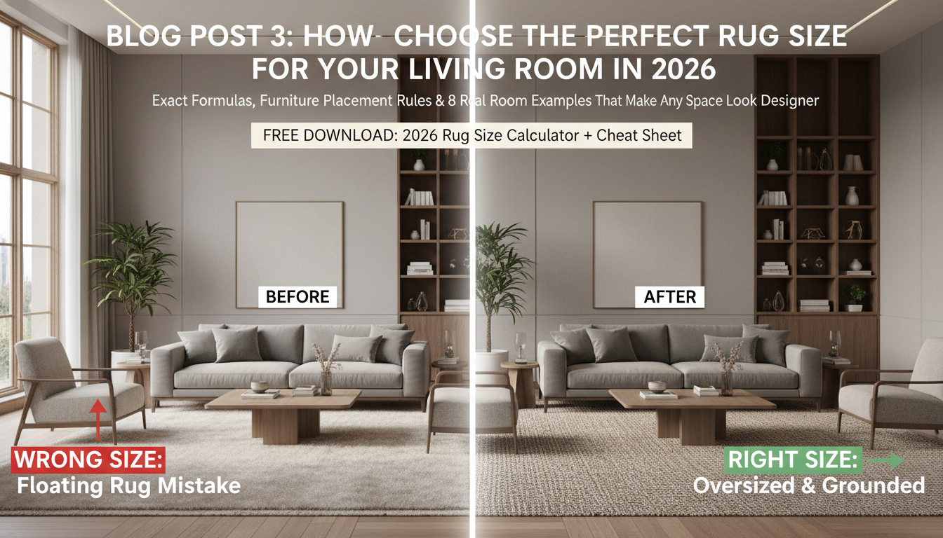 Blog Post 3: The Definitive 2026 Guide to Living Room Rug Sizing: Formulas, Placement, and Designer Examples