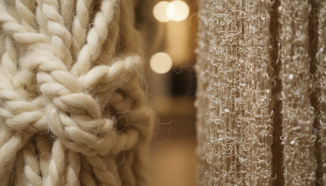Detailed fiber comparison between luxury wool and modern budget-friendly recycled polymers.