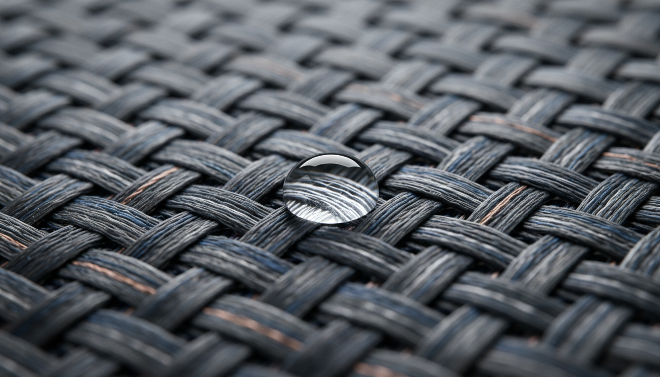 Macro view of water-resistant performance rug fibers