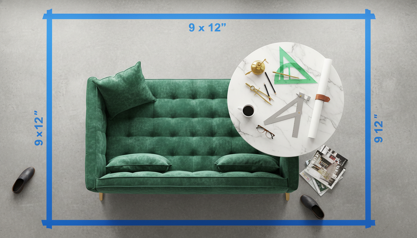 Using painter's tape on a floor to measure for an online rug purchase