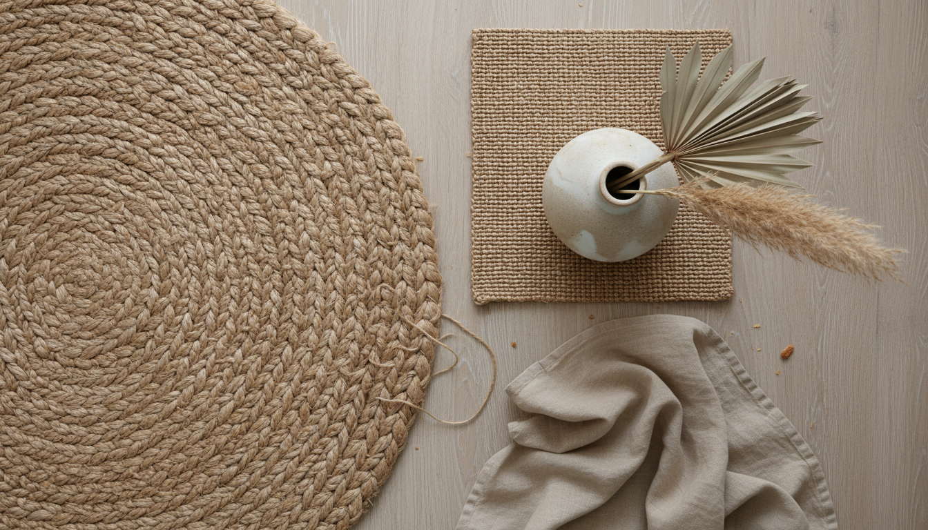 Close-up comparison of chunky jute and fine-weave sisal rug textures