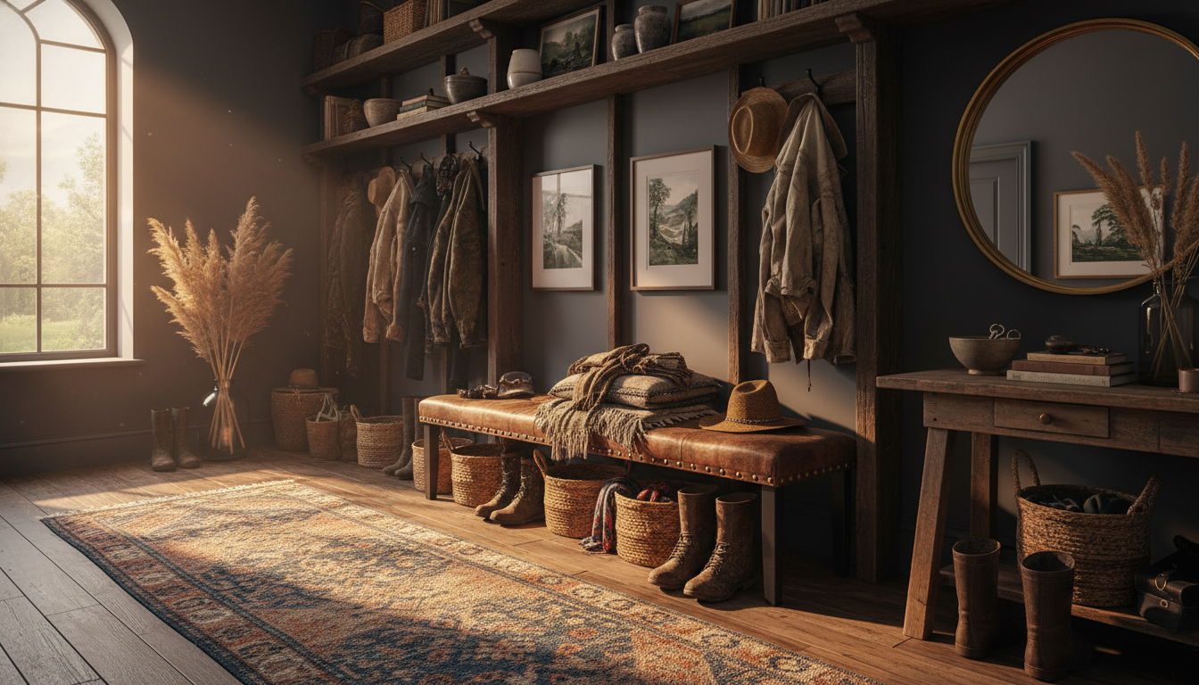 High-traffic entryway runner rug in a luxury home