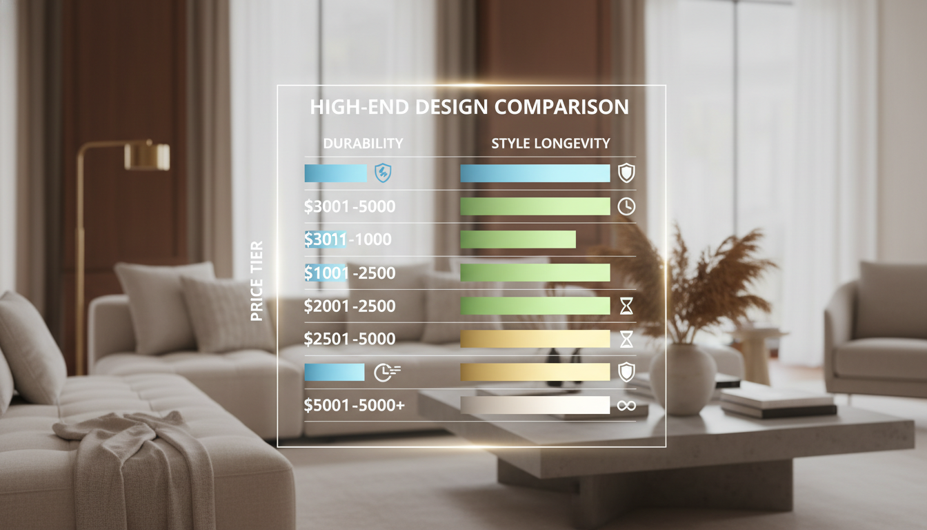 2026 Rug Value Decision Matrix chart showing the relationship between price, durability, and room type.