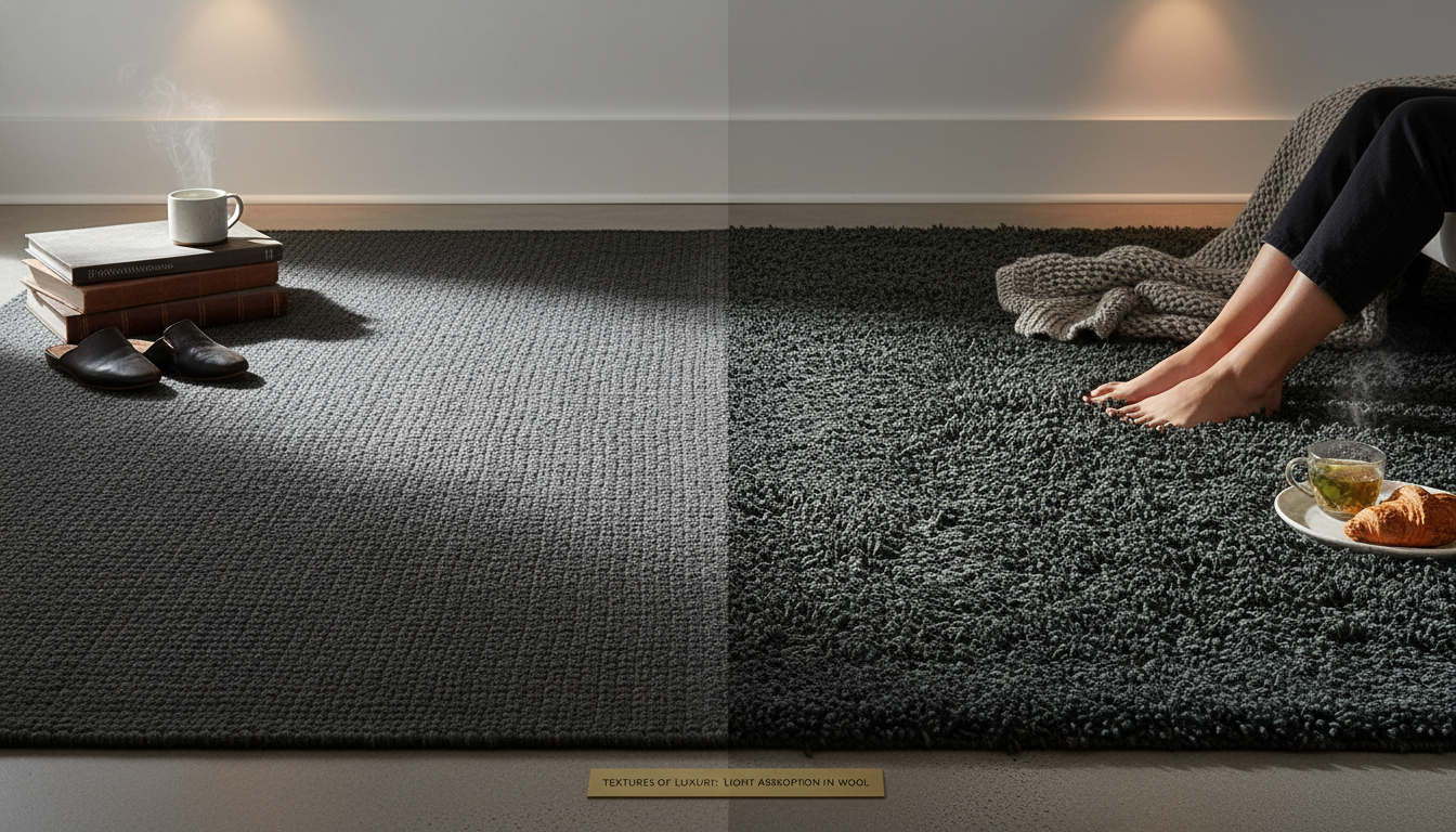 Comparison of how rug texture affects the visual appearance and color of the same pigment.